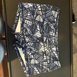 Navy and White Geometric Print Shorts
